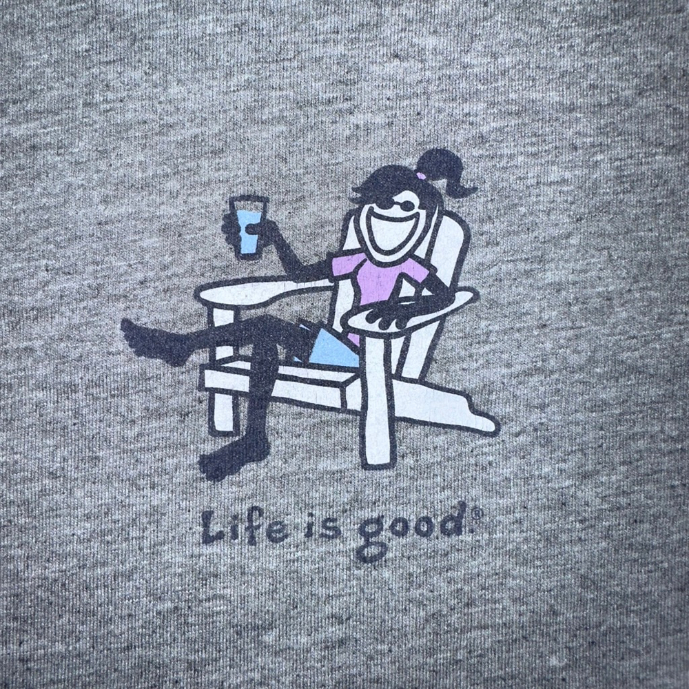 NWOT Women's XL Life Is Good SS “Vintage” Line TShirt Gray
